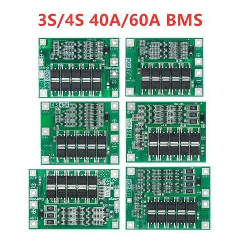 Cargador de batería de litio 3S/4S 40A 60A, PLACA DE PROTECCIÓN DE 18650 BMS para Motor de taladro 11,1 V 12,6 V/V 14,8 16,8 V, mejora/equilibrio ► Foto 1/6