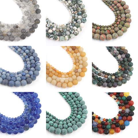 Cuentas redondas de Aventurina mate para fabricación de pulseras y collares, cuentas espaciadoras de joyería de 4MM-12MM, esmalte opaco, piedra Natural, Diy, 15 pulgadas ► Foto 1/6