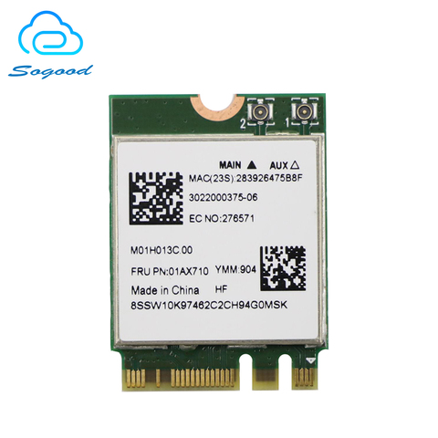 Original Realtek RTL8821CE 802.11AC 1X1 NGFF/M.2 interfaz de banda dual 2,4G 5G inalámbrica bluetooth 4,2 red card FRU 01AX710 ► Foto 1/2