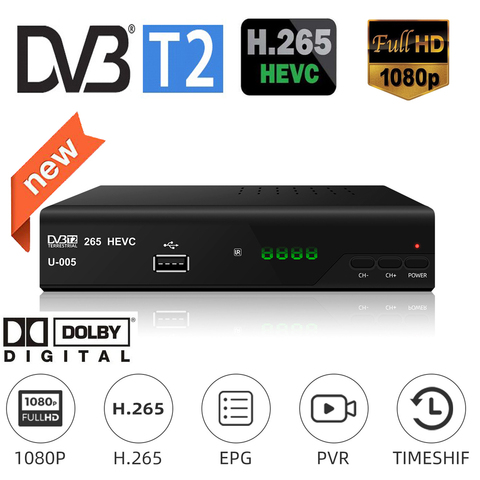 Nueva TV Decorder DVB-T2 receptor Digital TV Converter Box Compatible con H.265/HEVC CV Play totalmente Compatible con DVB-T/H264 ► Foto 1/6