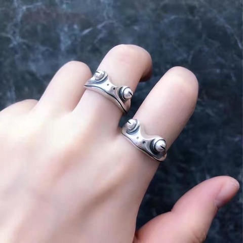 Anillo de rana Vintage bohemio para mujer, diseño artístico, apertura Retro ajustable, anillos llamativos para mujer, regalo de Color plata ► Foto 1/6