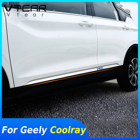 Vtear-tira embellecedora para puerta exterior de Geely Coolray SX11, accesorios, marco de coche, decoración de cuerpo cromado, piezas de acero inoxidable ► Foto 1/6