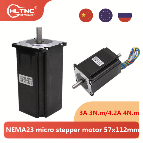 RU ES NEMA23 micromotor paso a paso 57 112mm x 4-plomo 4.2A 3A 3N m Nema 23 428Oz-in para 3D impresora de grabado CNC de la máquina de fresado ► Foto 1/6