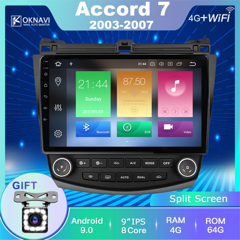 OKNAVI-Radio Multimedia con GPS para coche, Radio con reproductor, navegador, SIN Dvd, 12 cámaras LED, Android 2003, 2DIN, para Honda Accord 7 ► Foto 1/6
