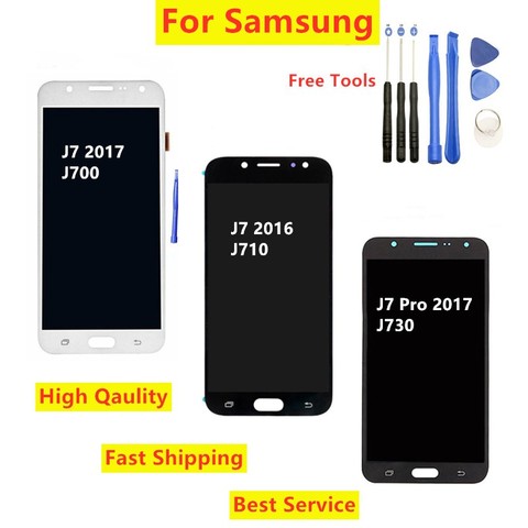 Pantalla táctil para Samsung Galaxy J7 2015 J710 2016 J7 pro 2017 J730, montaje de digitalizador que puede ajustar el brillo para J730 Lcd ► Foto 1/6