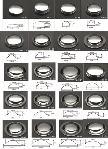 10 20 18 20 21,8 23 25 28 29 32 34 38 42 45 ~ 66mm PMMA Plano convexo lente de acrílico para linterna LED con Zoom de la bicicleta de la lámpara foco ► Foto 1/1