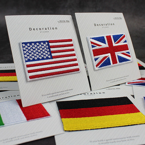 1 Uds Estados Unidos Reino Unido Alemania italia francia tamaño pequeño pegatinas tipo bandera bordado insignias planchar parche para ropa DIY ► Foto 1/6