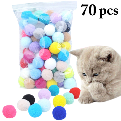 Pelota de peluche elástica con gatos de juguete graciosos, pelota juguete para gato de 0,98 pulgadas, colorido y creativo gato interactivo con pompón para gato, juguete para morder ► Foto 1/6