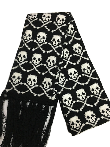 Bufanda de invierno tejida con calavera para hombre y mujer, bufandas con diseño de esqueleto, envolturas de fiesta con flecos negros ► Foto 1/6