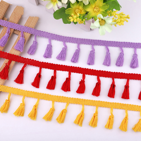 10 yardas de encaje cinta borla de flecos de algodón étnico cinta para ajuste, cordón vestido, costura ropa cortina hecha a mano DIY accesorios para manualidades ► Foto 1/6