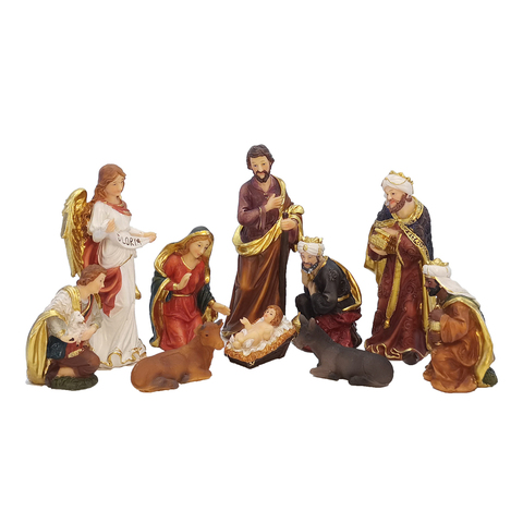 Zayton-Conjunto de estatua de Belén, figuritas de cuna de Navidad, bebé Jesús, pesebre, adornos en miniatura, iglesia católica, regalo, decoración del hogar ► Foto 1/6