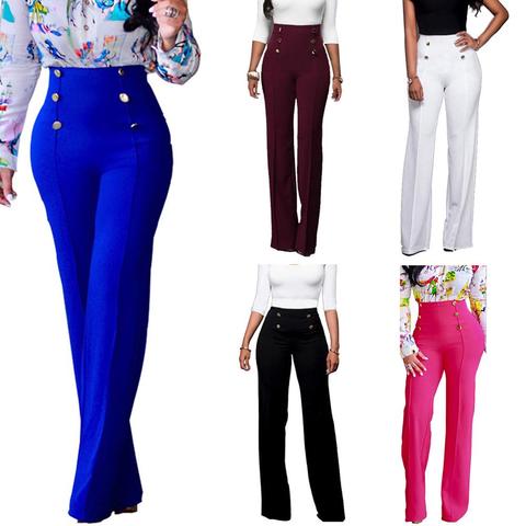 Ropa de verano para mujer, pantalones, pantalones largos de cintura alta, ropa de mujer, pantalones de talla grande ► Foto 1/6