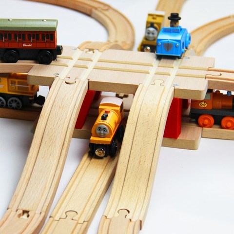 Buje de transporte para vías de ferrocarril, accesorio Compatible con todo tipo de pistas de madera, variedad de componentes, juguetes educativos DIY ► Foto 1/3
