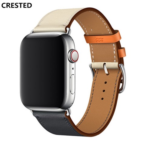 Correa de cuero para Apple Watch, banda de 44mm, 40mm, 42mm y 38mm, pulsera de una sola vuelta, pulsera de muñeca, iwatch series 4, 3, 5, SE, 6 ► Foto 1/4