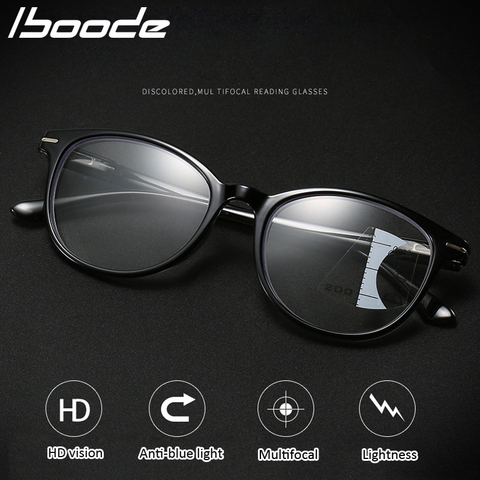 Iboode-gafas de lectura multifocales graduales para hombre y mujer, lentes de hipermetropía con luz azul, gafas de presbicia + 1,5 a 3,5 ► Foto 1/6