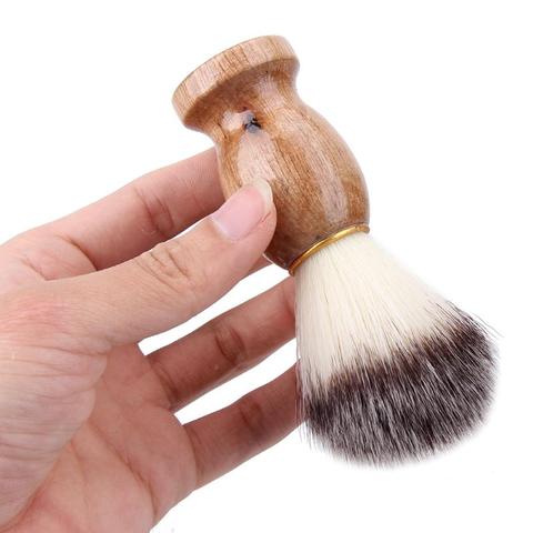 Brocha de afeitar para hombre, mango de madera, aparato de limpieza de barba Facial, herramienta de salón profesional de alta calidad, brocha de afeitar de seguridad ► Foto 1/6