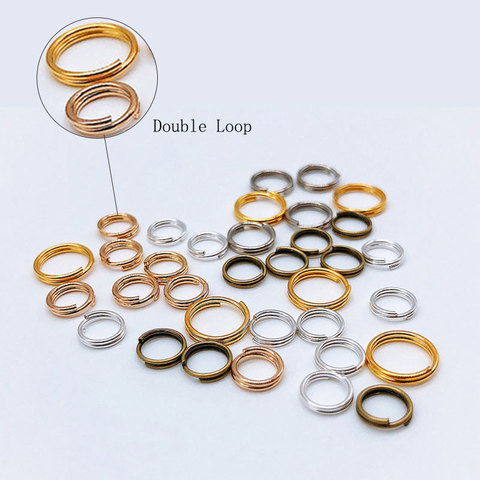 Lote de anillos abiertos de 5, 6, 8 y 10mm con doble bucle para la fabricación de joyas, anillos de Metal de Color dorado y Rodio, suministros para collar, 200 Uds. ► Foto 1/5