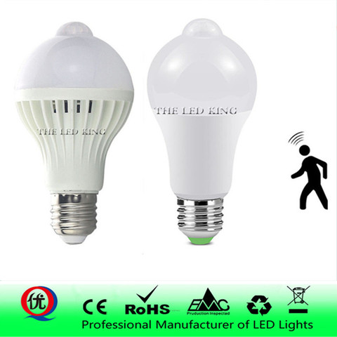 Bombilla Led de 3W, 5W, 7W, 9W, lámpara con Sensor de movimiento, CA de 220V, 230V, Led inteligente automático, PIR, luz de sonido corporal infrarroja, Sensor de movimiento E27 ► Foto 1/6