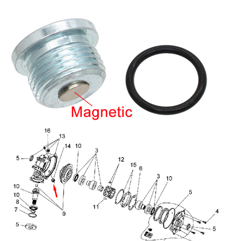 Pernos magnéticos de tapón de drenaje delantero para Polaris Ranger Sportsman, 400, 450, 500, 570, 600, 700, 800, Magnum, ATV, UTV, 3233794, 3234412 ► Foto 1/6