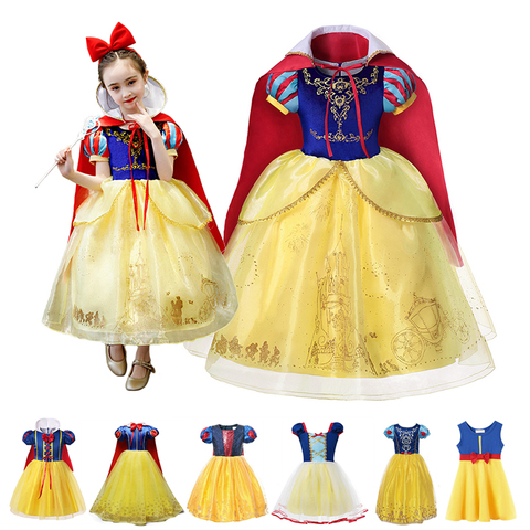 Vestido de Blancanieves para niña, vestidos de fantasía para Fiesta infantil, disfraz de Cosplay con lazo, vestidos de retales para juego de rol, trajes de 1-10 años ► Foto 1/6