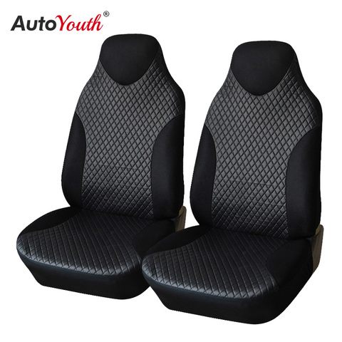 AUTOYOUTH cuero cubiertas de asiento de coche Universal Espalda alta cubo cubierta de asiento negro 2 unids/set coche decoración Interior ► Foto 1/3