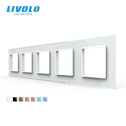 Panel de interruptor de cristal blanco de lujo Livolo, 364mm * 80mm, estándar europeo, Panel de cristal Quintuple para toma de pared C7-5SR-11 ► Foto 1/5