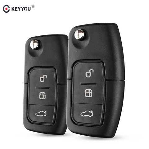 KEYYOU-carcasa de 3 botones para llave de coche, funda de mando a distancia para Ford Fusion Focus Fiesta c-max s-max Ka Mondeo Galaxy MK3 MK4 MK7 ► Foto 1/6