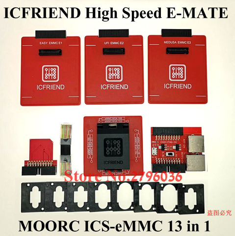 MOORC ICFRIEND de alta velocidad E-MATE E MATE PRO EMMC ICs-eMMC 13 en 1 BGA Z3X jtag fácil y la Asociación de MEDUSA Pro ATF caja Riff ► Foto 1/3