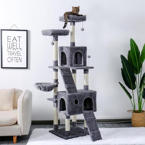 Postes de rascado de Sisal Natural suave para casa de árbol de Gato, varios niveles, torre de gatito con cesta, camas, muebles de protección ► Foto 1/6