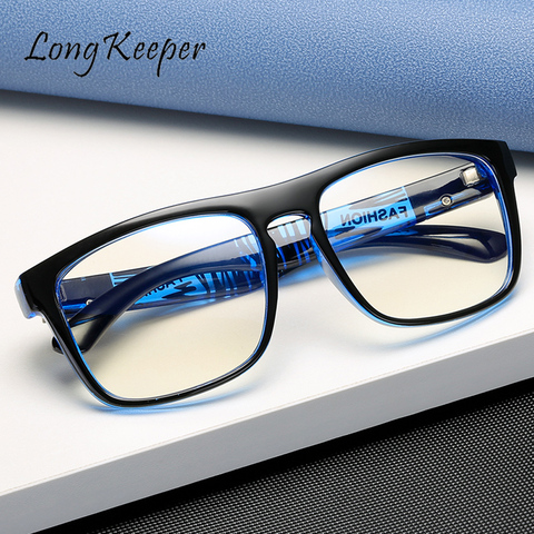 LongKeeper Anti-Luz Azul gafas de computadora para hombres gafas transparentes marcos de bloqueo de luz azul gafas ópticas gafas para videojuegos ► Foto 1/6