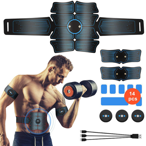 EMS-masajeador Abdominal Estimulador muscular Abs, equipo de entrenamiento Fitness, electroestimulador, equipo de entrenamiento, recargable por USB ► Foto 1/6