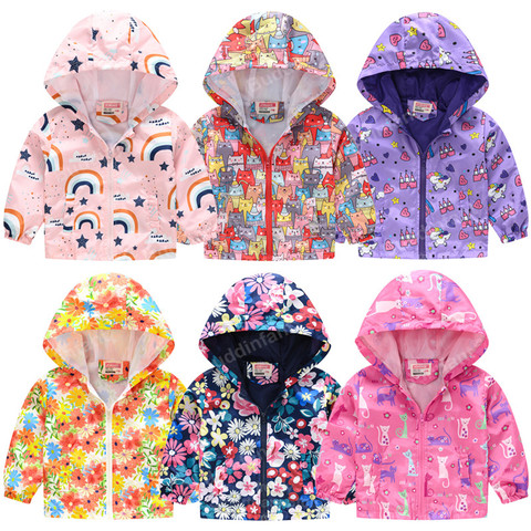 Chaqueta para niños niñas chaqueta de niño abrigo arco iris de unicornio Primavera Verano chaqueta de chica ropa de bebé delgada impermeable 2-7T ► Foto 1/6