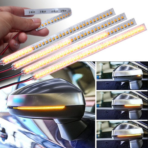 Tira de luces LED ámbar para coche, lámpara indicadora de espejo retrovisor para coche, señal de giro fluctuante, 1 Uds., 28 SMD ► Foto 1/4