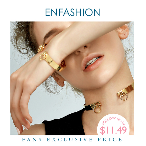 Enfashion-pulsera de anillo circular manchette Noeud, brazaletes de color oro rosa para pulsera de puño para mujer ► Foto 1/6