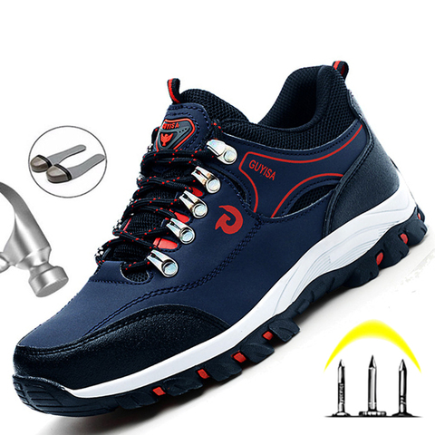 Zapatillas de trabajo transpirables con punta de acero para hombre, zapatos de seguridad indestructibles, antiperforación ► Foto 1/6