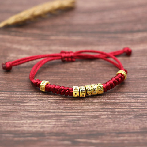 Pulsera tejida de cuerda Budista Tibetano para hombre y mujer, brazalete de la amistad con abalorio de hilo rojo, joyería de Buda ► Foto 1/6