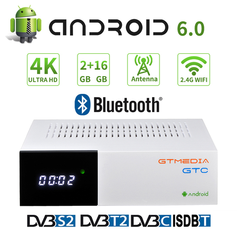 GTMEDIA-decodificador de TV GTC 4K UHD, Android 6,0, con 2 GB + 26 GB de Rom, compatible con DVB-S, DVB-T, DVB-C, con Google Store ► Foto 1/6