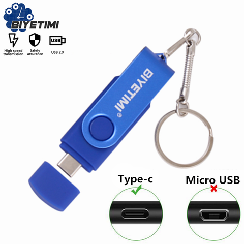 Biyetimi USB tipo de varilla C Usb 3,0 Flash Drive 64GB pendrive 16GB pen drive 32GB capacidad real lápiz de memoria usb para teléfono y pc ► Foto 1/6