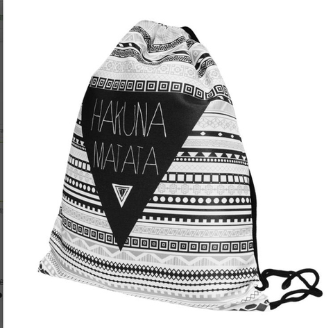 Hakuna Matata-Mochila con estampado 3D geométrico para mujer, morral de viaje con cordón Mochila para hombre ► Foto 1/6