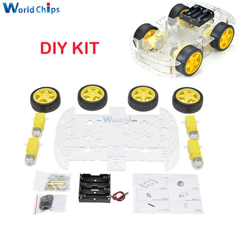 Kit de coche inteligente 4WD Robot inteligente Chasis de coche Kits de coche con codificador de velocidad y caja de batería para Arduino Diy Kit ► Foto 1/6