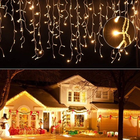 Guirnalda de luces led de Navidad y Año Nuevo para exteriores, lámparas de decoración para jardín, patio, casa, color blanco cálido, 3-20M ► Foto 1/6