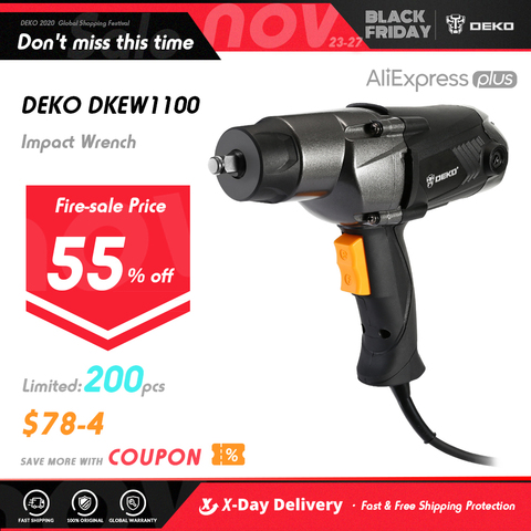 DEKO-llave de impacto eléctrica DKEW1100, 1100W, con cable de 1/2 pulgadas, par máximo de 450N.m, velocidad de 2.200 rpm, interruptor basculante de dos direcciones ► Foto 1/5