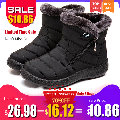 Botas de nieve impermeables para Mujer, Botas de felpa de invierno, botines cálidos para Mujer, zapatos de invierno de talla grande 43 ► Foto 1/6