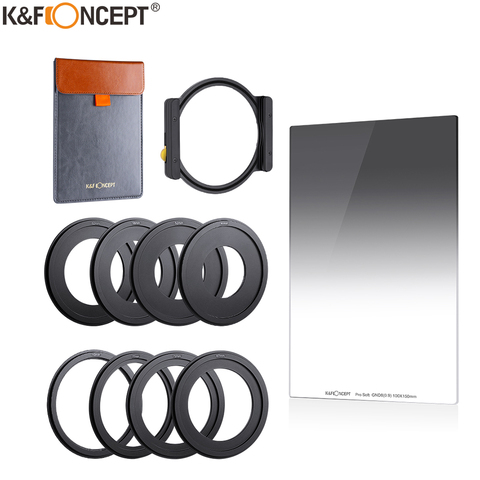 K & F Concept-filtro cuadrado GND8 de 100x150mm, filtro de densidad neutra multicapa con soporte de filtro, adaptadores de anillo de filtro, 8 Uds. ► Foto 1/6