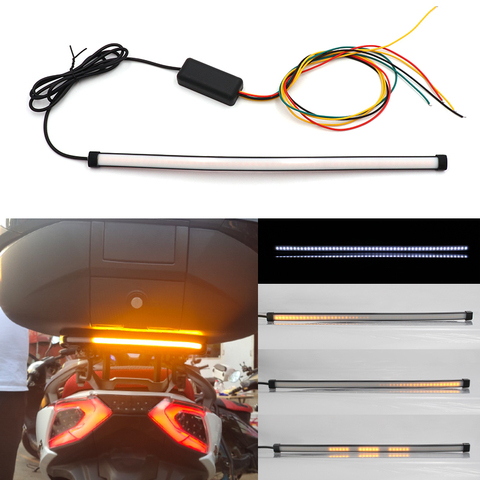 Tira de luces LED traseras con flujo secuencial para motocicleta, luz de señal de giro, color rojo/blanco, ámbar, 30cm, 45cm ► Foto 1/6