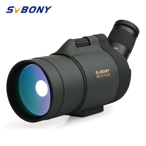 SVBONY 25-75x70 telescopio terrestre SV41 telescopio Monocular Refraction Zoom caza optica BAK4 Prism de largo alcance impermeable con trípode para caza, tiro, tiro con arco, observación de aves catalejo ► Foto 1/6