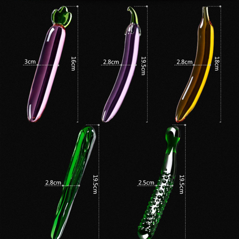 Tapón de vidrio plátano con forma de dildo de cristal anal juguete pepino-de tapón anal de vidrio Consolador párr mujer rábano el culo para los hombres ► Foto 1/6