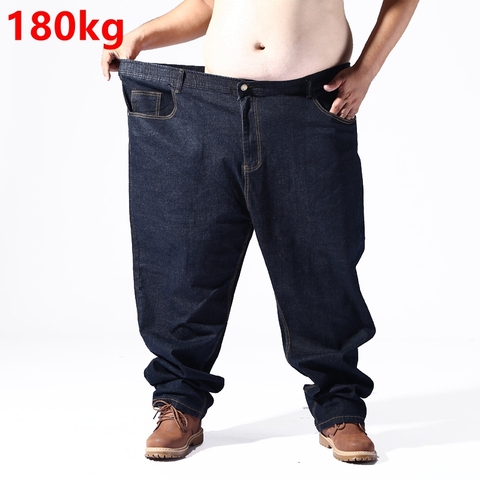 Pantalones vaqueros de talla grande para hombre, pantalón informal, elástico, con cintura elástica, holgado, talla grande 8XL, 7XL, 5XL, 180kg ► Foto 1/6