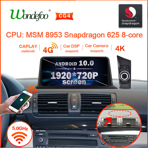Snapdragon 1920*720P Android 10 radio del coche para BMW serie 1 120i E87 E81 E82 E88 auto audio estéreo receptor de navegación no 2 din ► Foto 1/6