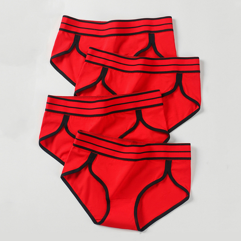 Suerte rojo bragas de las mujeres de algodón 4 unids/set suave ropa interior de moda transpirable ropa interior femenina, ropa interior de nuevo estilo sin costuras ► Foto 1/6